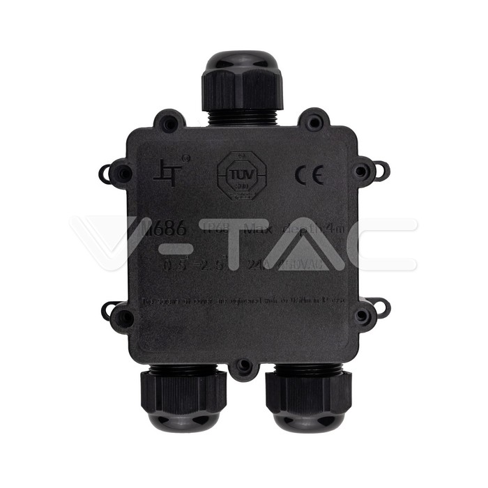 Impermeabile Nera Scatola di Derivazione con Terminali 8-12mm IP68