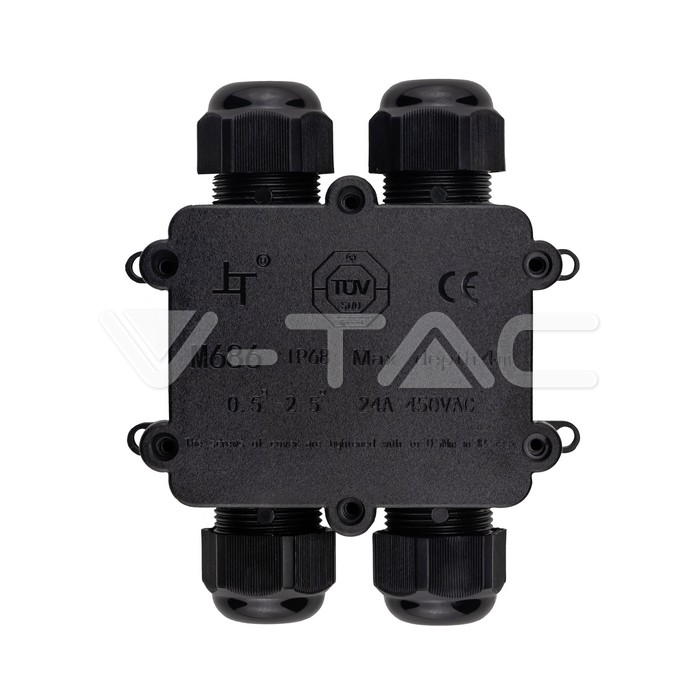 Impermeabile Nera 4 Pin Scatola di Derivazione con Terminali 8-12mm IP68