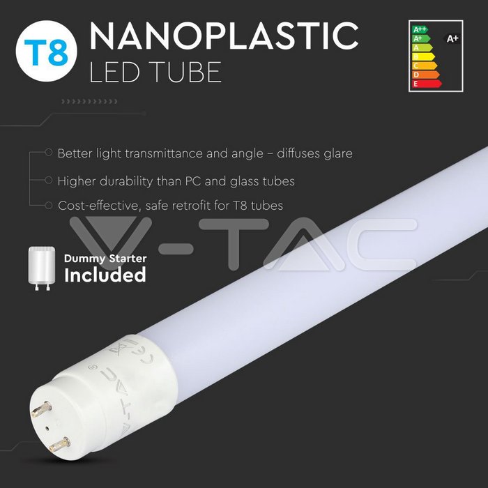T8 Tubo LED 22W 150 cm Nano Plastica Non Ruotabile Bianco caldo img 2