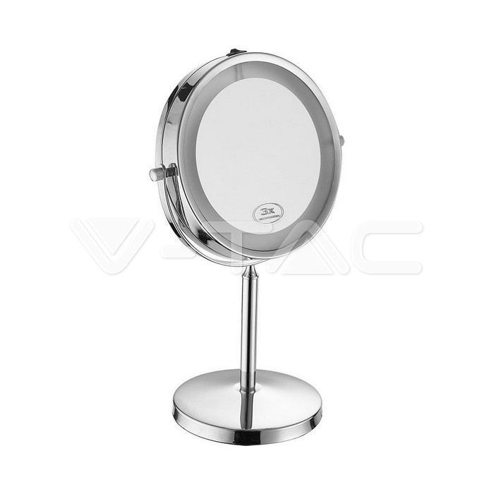 Specchio LED Rotondo 3W Double face Rotabile a 360° da Tavolo