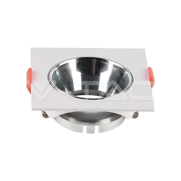 GU10 Fitting Square White Frame + Chrome Reflector