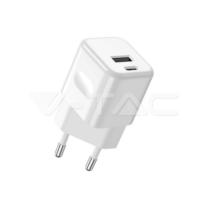 20W Charging Adapter With 1PD + 1 QC Port White img 1