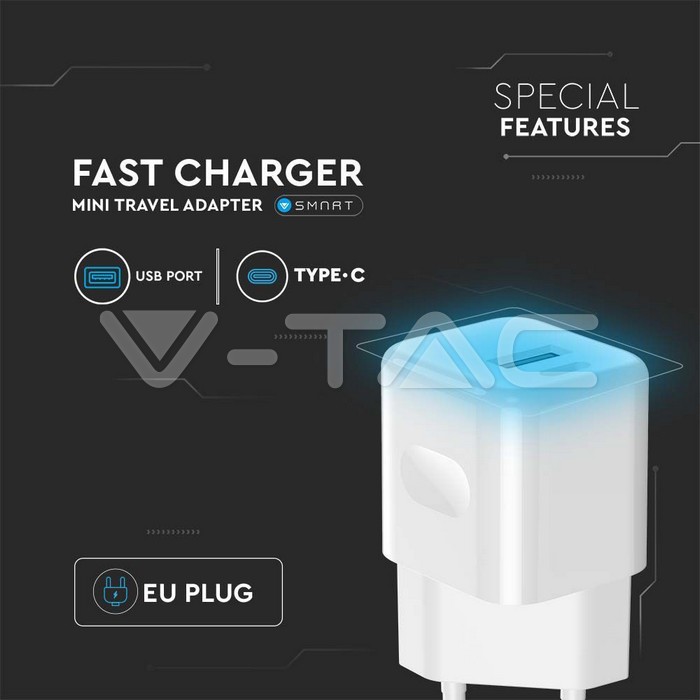 20W Charging Adapter With 1PD + 1 QC Port White img 4