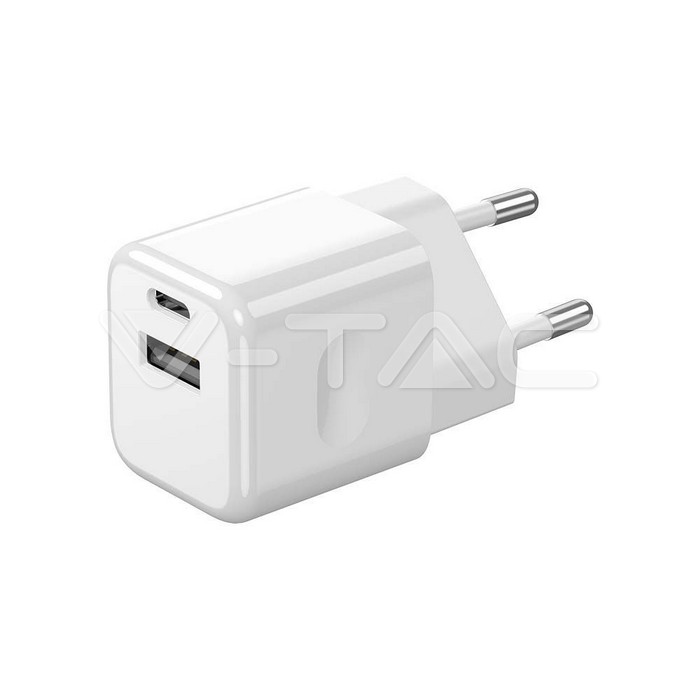 20W Charging Adapter With 1PD + 1 QC Port White