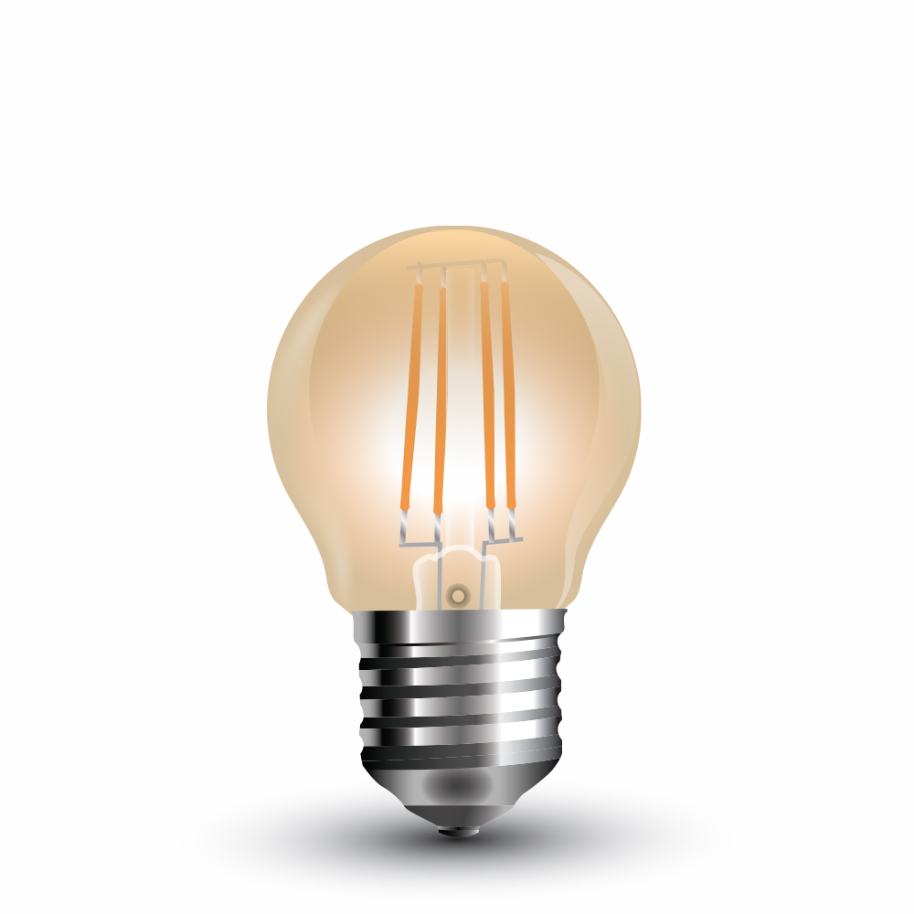 Lampadina LED 4W Filamento E27 G45 Amber Bianco caldo