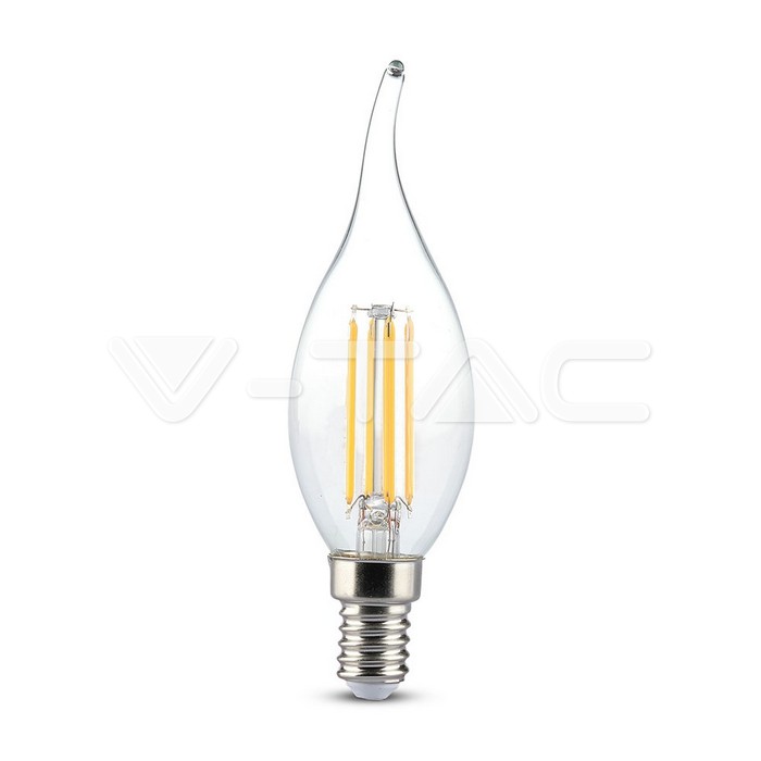 Lampadina LED 4W Filamento E14 Candela Fiamma Amber Bianco caldo
