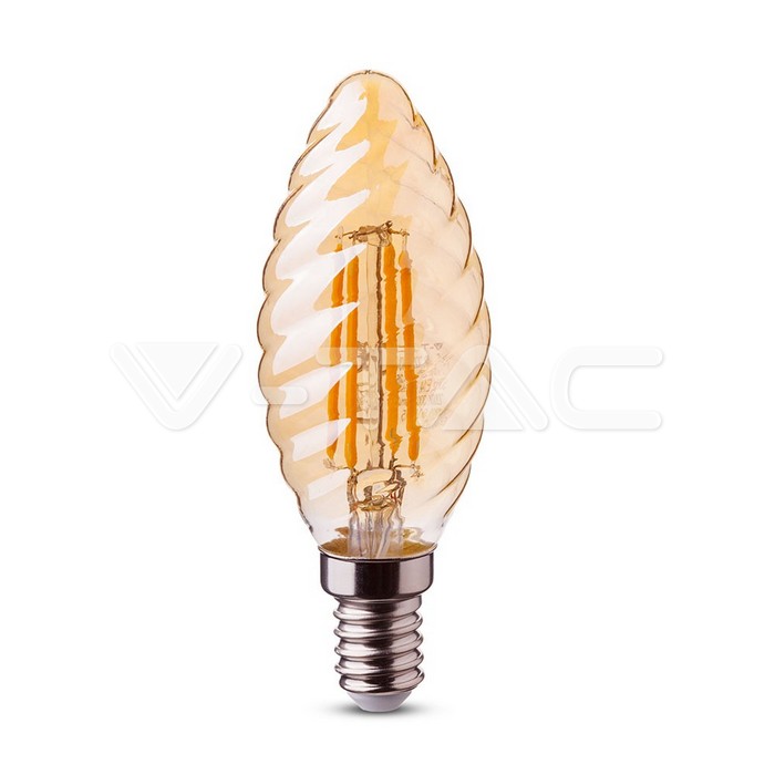 Lampadina LED 4W Filamento E14 Candela Spirale Amber Bianco caldo