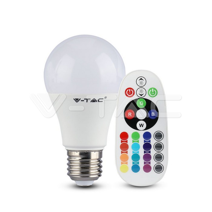 Lampadina LED 6W E27 A60 RGB con Telecomando Bianco caldo