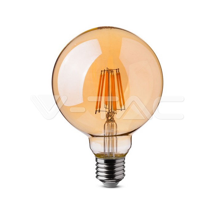 Lampadina LED 8W Filament E27 G125 Amber Dimmerabile Bianco caldo