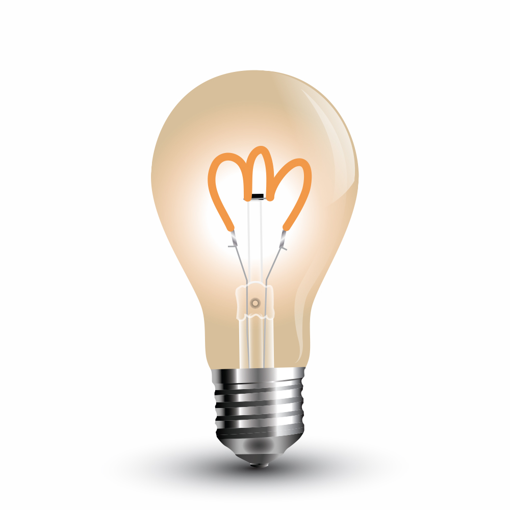 LED Bulb - 3W E27 Filament Gold Glass Curve Shape A60 2200K