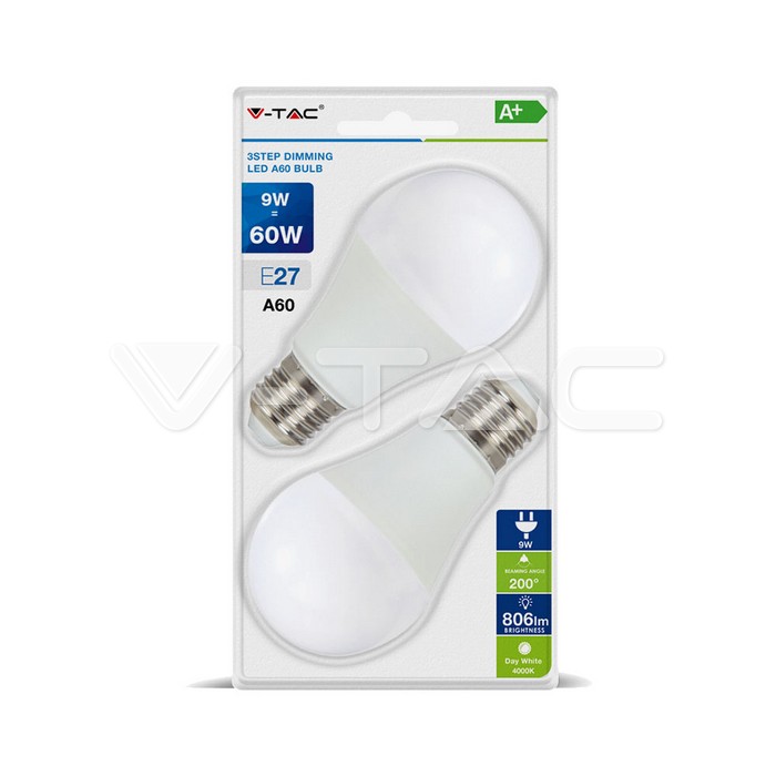 Lampadina LED E27 9W Bulb A60 3 Step dimmerabile bianco 2PZ/Blister