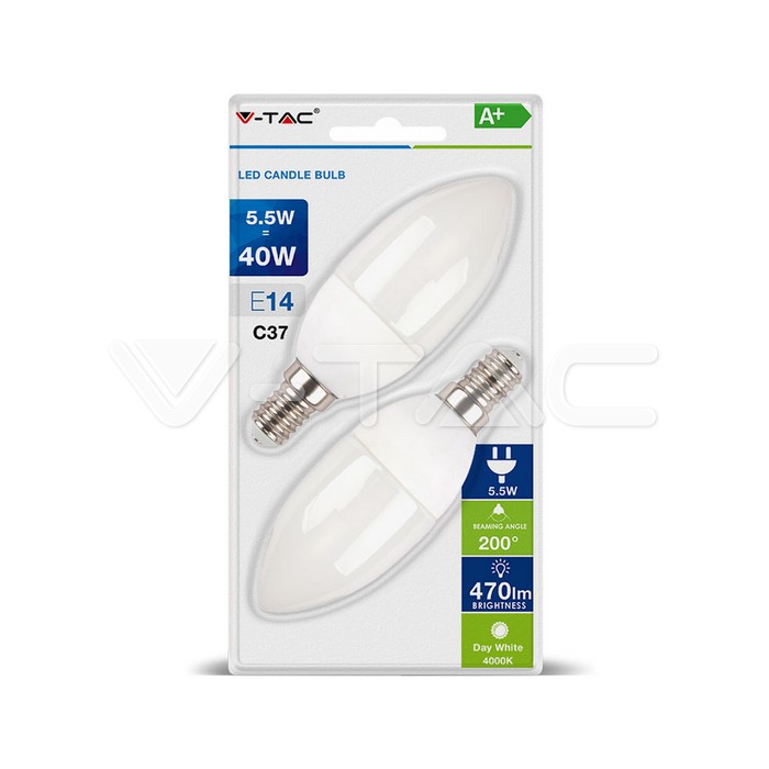 LED lampadina 5.5W E14 candela Warm White 2 pz./Blister