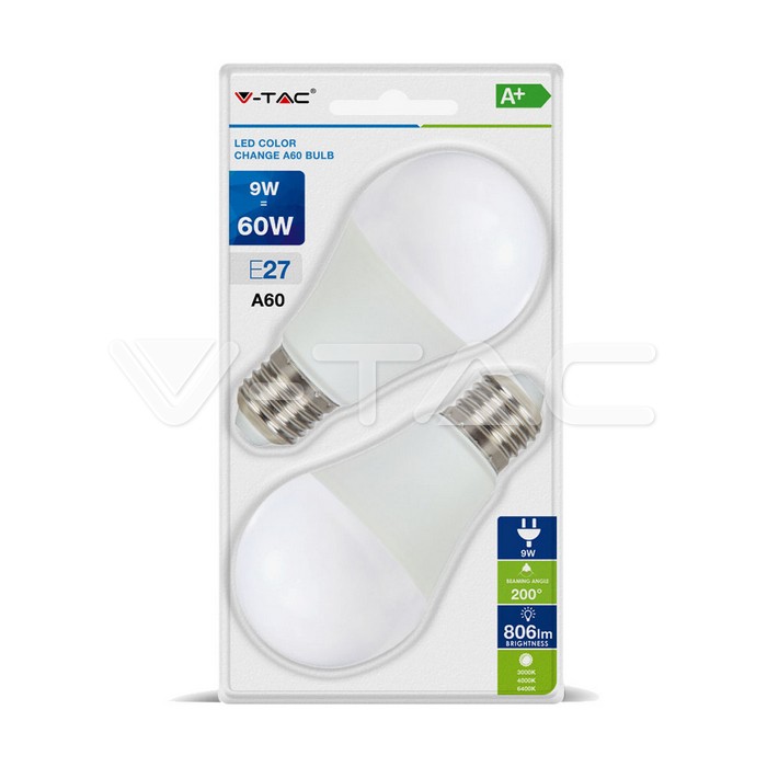 lampadina LED 9W E27 A60 cambia colore 3 in 1