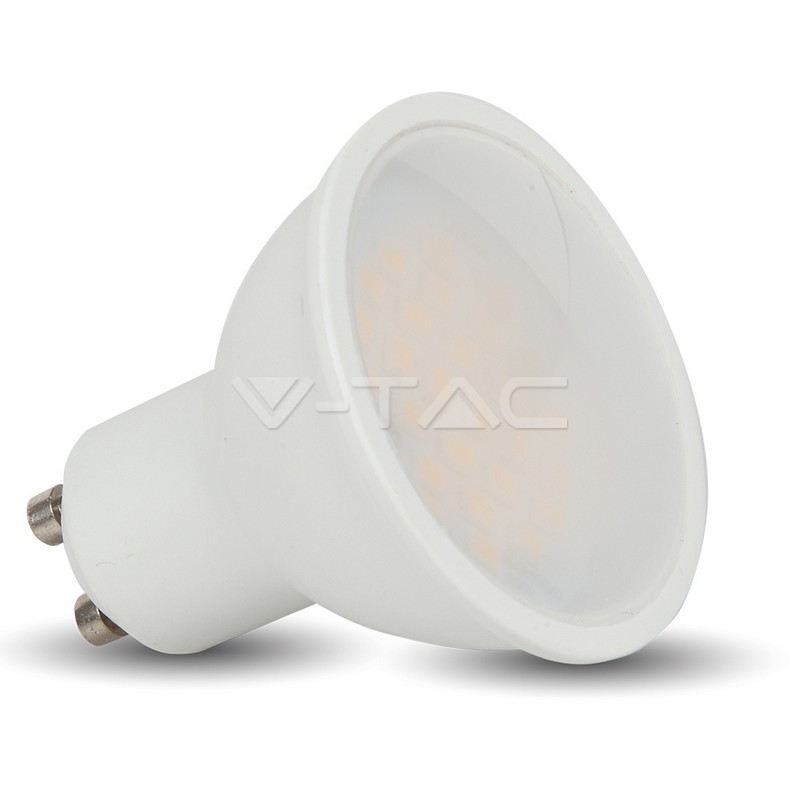 LED Spotlight - 6W GU10 SMD White Plastic Milky Cover 3000K