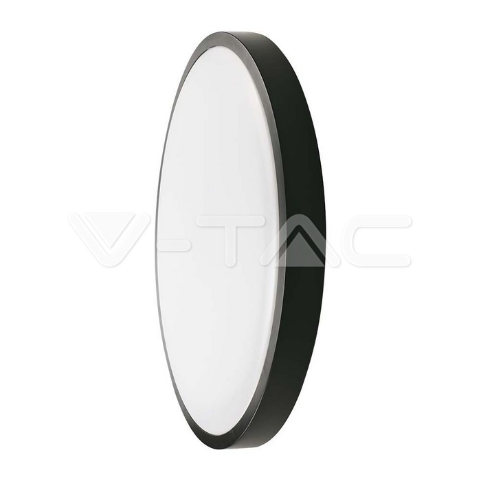 18W LED Dome Light Round Black Frame 4000K IP44