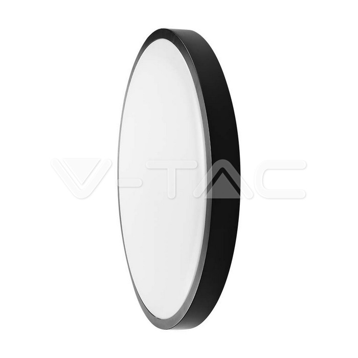 18W LED Dome Light Round Black Frame 3000K IP44