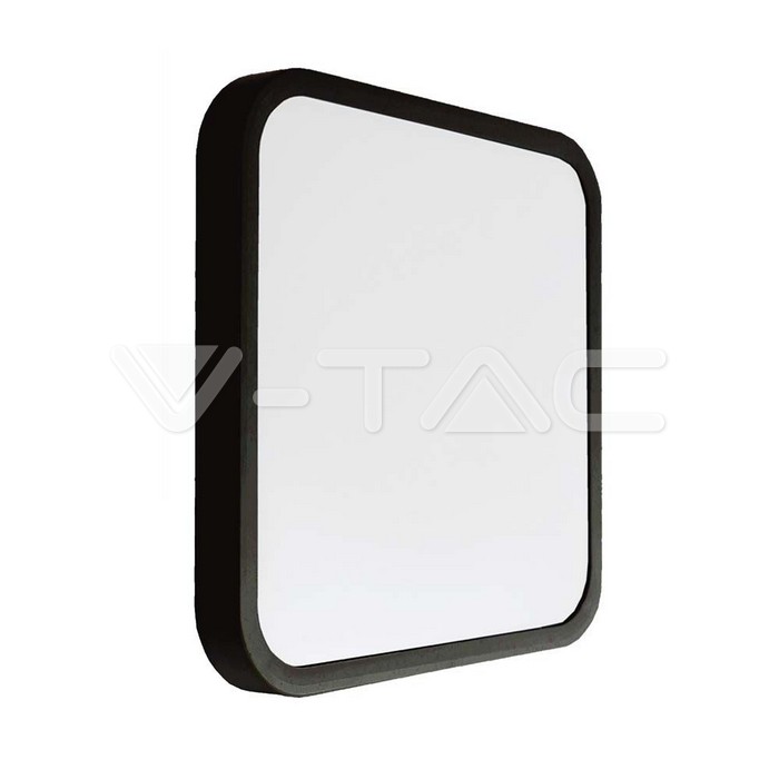 18W LED Dome Light Square Black Frame 6400K IP44