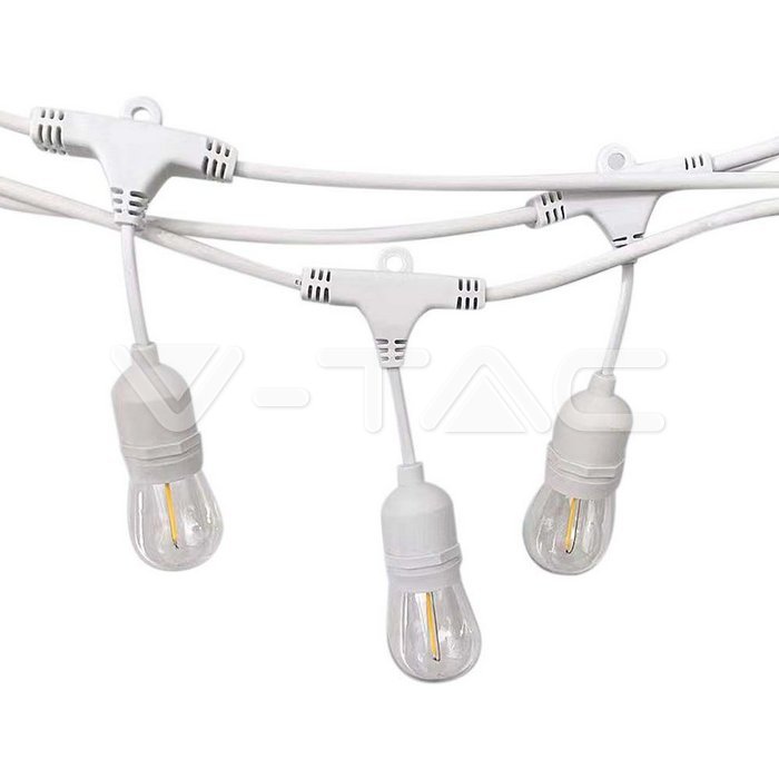 Led String Light With Euro Plug And WP Socket E27 IP44 White Body