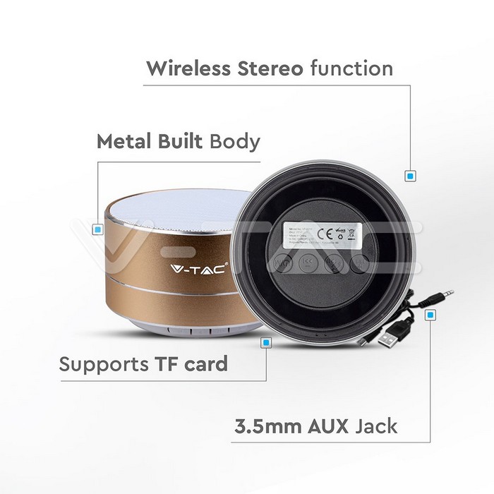 Metal Bluetooth altoparlante portatile & TF Card Slot 400mah Batteria Corpo colore oro img 1