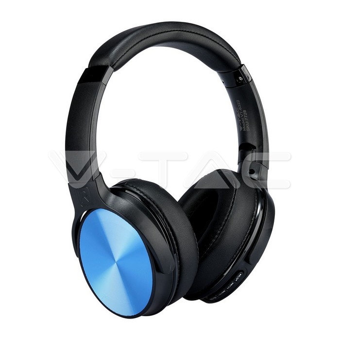 Cuffia Senza Fili Bluetooth con Testa Rotante 500mAh Colore Blu con Custodia
