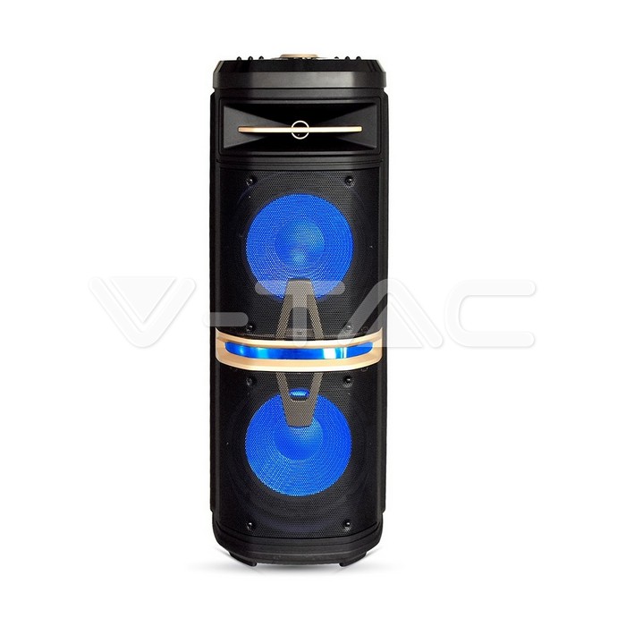 120W Altoparlanti portatili del carrello One Wireless + One Wired Microphone RF Control RGB 2*10 inch