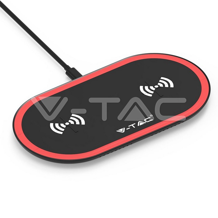 10W Wireless caricabatterie Pad Nero + Rosso