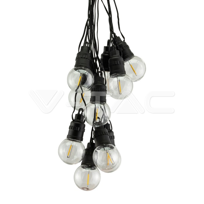 Catenaria 12m con 10 Lampadine LED 0.5W con Pannello Solare e Telecomando