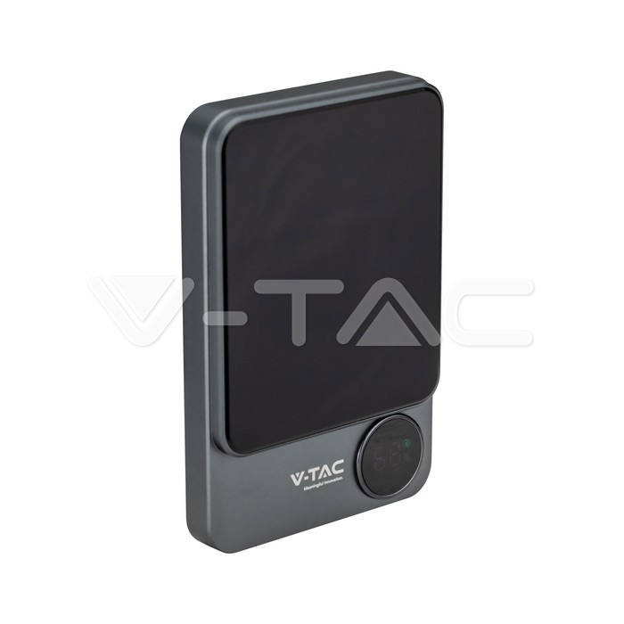 Power Bank 5000 mAh 9mm ultra sottile MagSafe in lega di alluminio magnetico con Display e Ricarica Wireless Colore Grigio