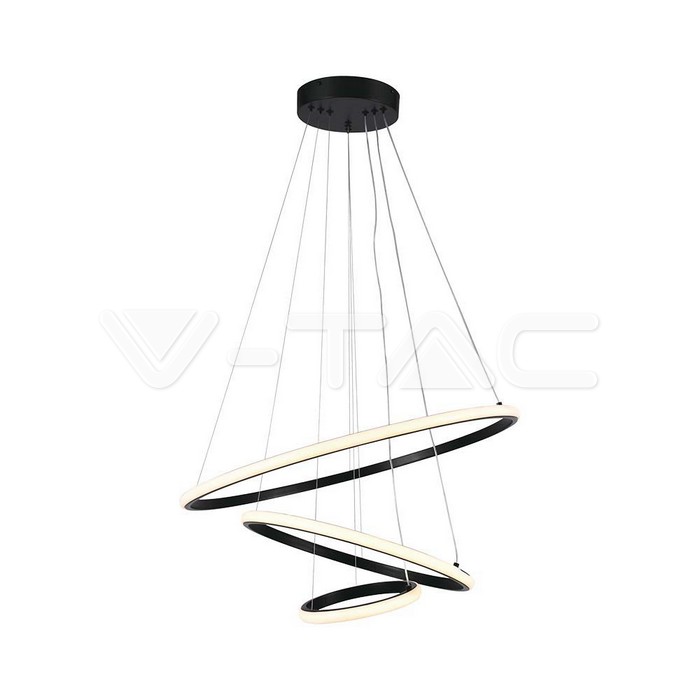 Lampadario LED a Sospensione con 3 Cerchi 32W in Metallo Colore Nero 60x40x20cm 3000K