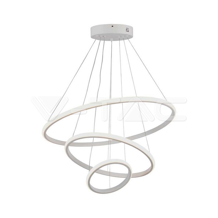 Lampadario LED a Sospensione con 3 Cerchi 32W in Metallo Colore Bianco 60x40x20cm 3000K