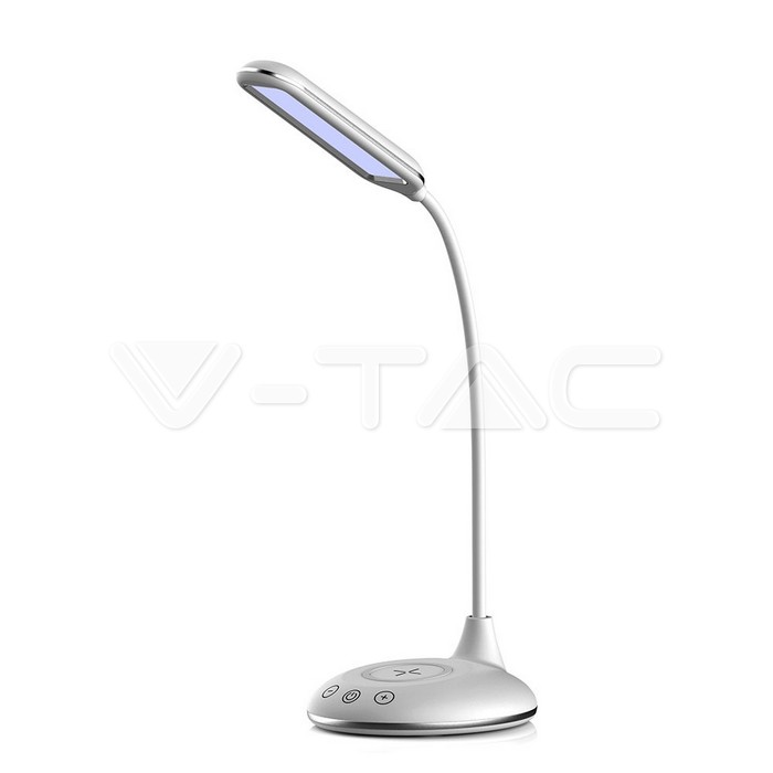 5W LED Lampada da tavolo 3 in 1 Wireless caricabatterie Round Corpo bianco
