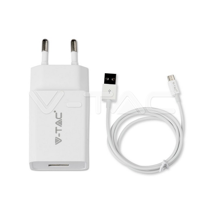 Set di ricarica rapida con adattatore da viaggio e cavo micro USB bianco