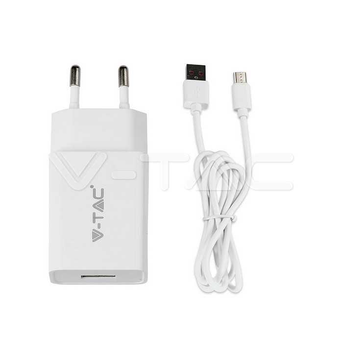 Set di ricarica con adattatore da viaggio Cavo micro USB bianco