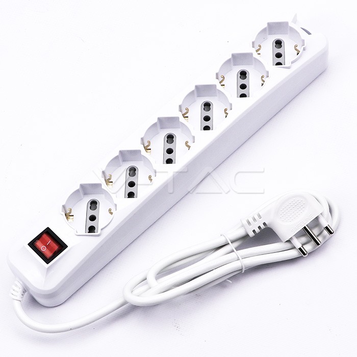 6 Pos Con Interruttore Luminoso 10/16A Bipasso/Schuko
