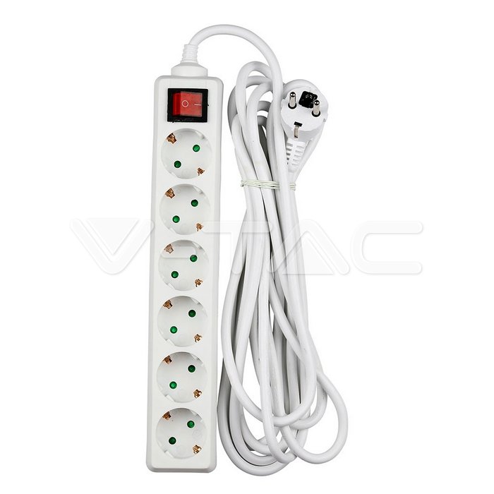 6 Ways Socket Switch Cable 5m