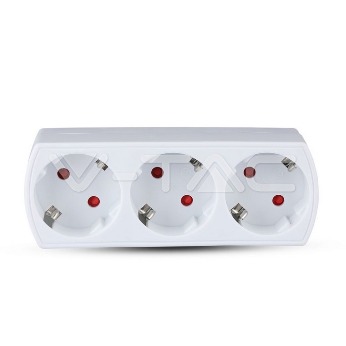 3 Outlet Power Adapter Earth Contact 16A 250V