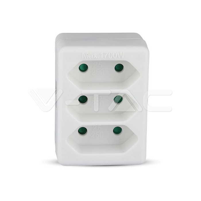 3 Outlet Adapter 2.5A White Label + Poly Bag
