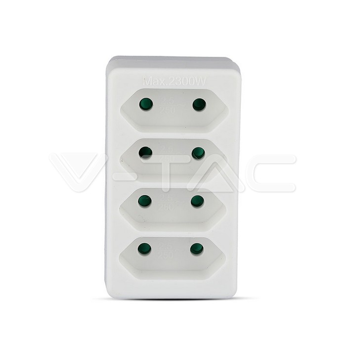 4 Outlet Adapter 2.5A White Label + Poly Bag