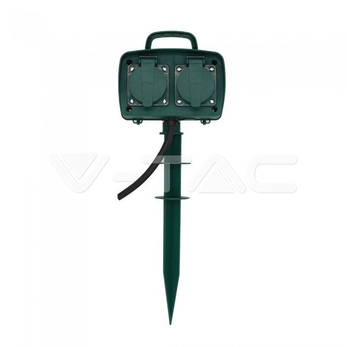 4 Ways Garden Spike Socket 3G 1.5mm x 3m IP44 Green