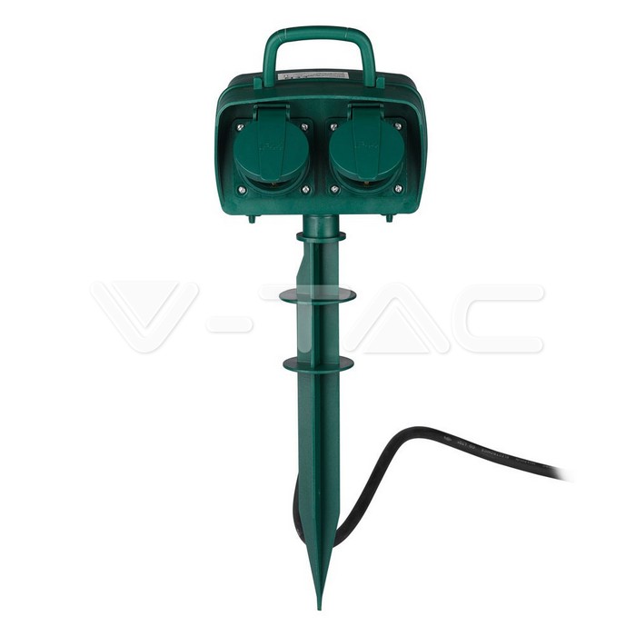 4 Ways Garden Spike Socket 3G 1.5mm x 3m IP44 Green