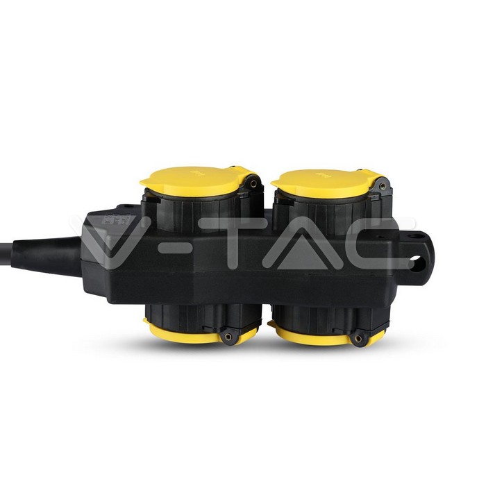 4 Ways Socket 3G 1.5mm x 3m IP44 Black+Yellow