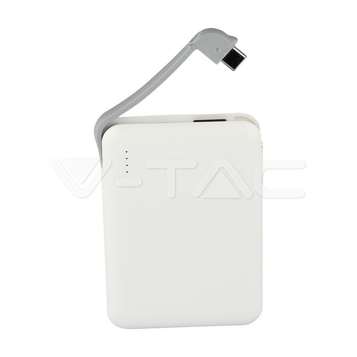 5000mAh Power Bank portatile LED Light Display & Built In Cavo Bianco