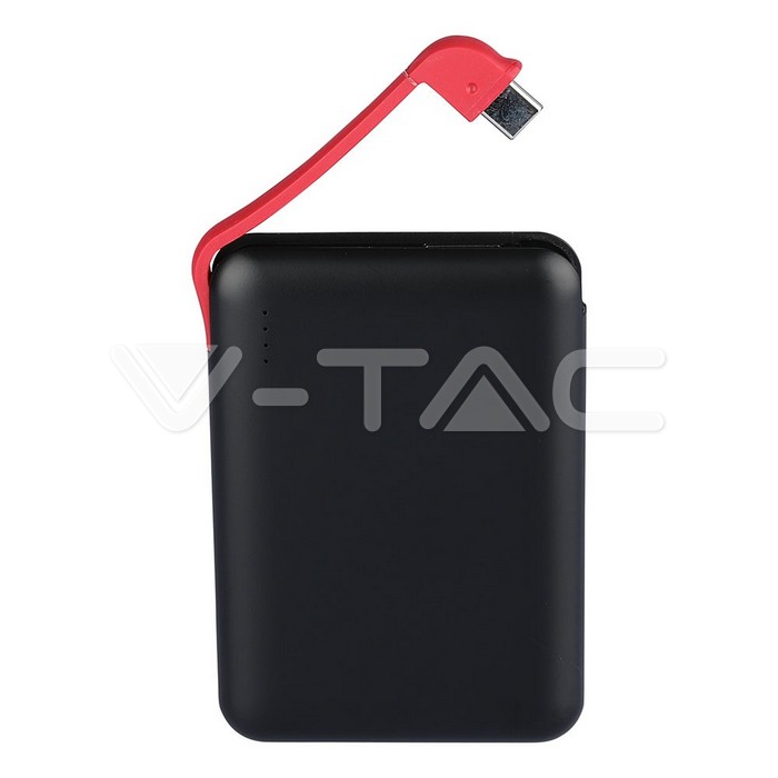 5000mAh Power Bank portatile LED Light Display & Built In Cavo Nero
