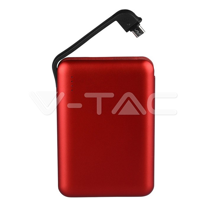 5000mAh Power Bank portatile LED Light Display & Built In Cavo Rosso