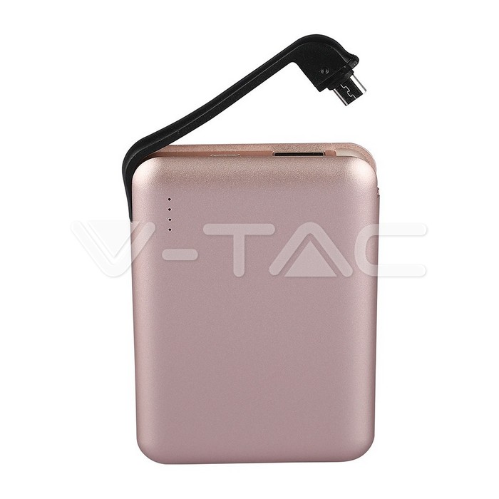 5000mAh Power Bank portatile LED Light Display & Built In Cable Rose