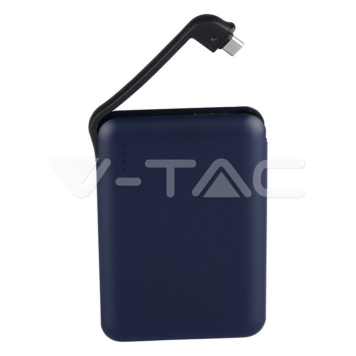 5000mAh Power Bank portatile LED Light Display & Built In Cavo Navy