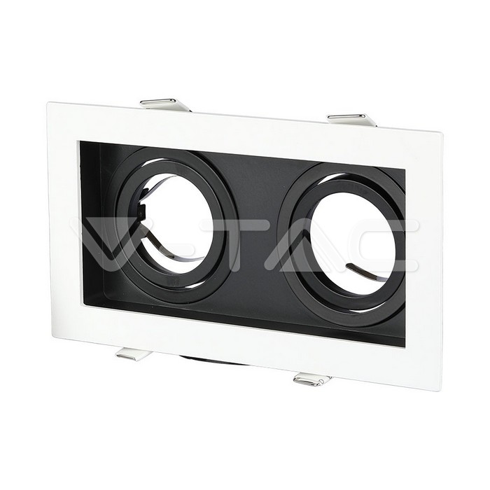 2 x GU10 Fitting Square White, Black