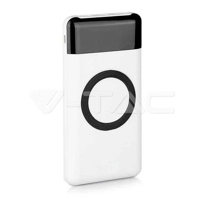 10000 mAh Wireless Power Bank Dual USB+Type C LED Screen Bianco