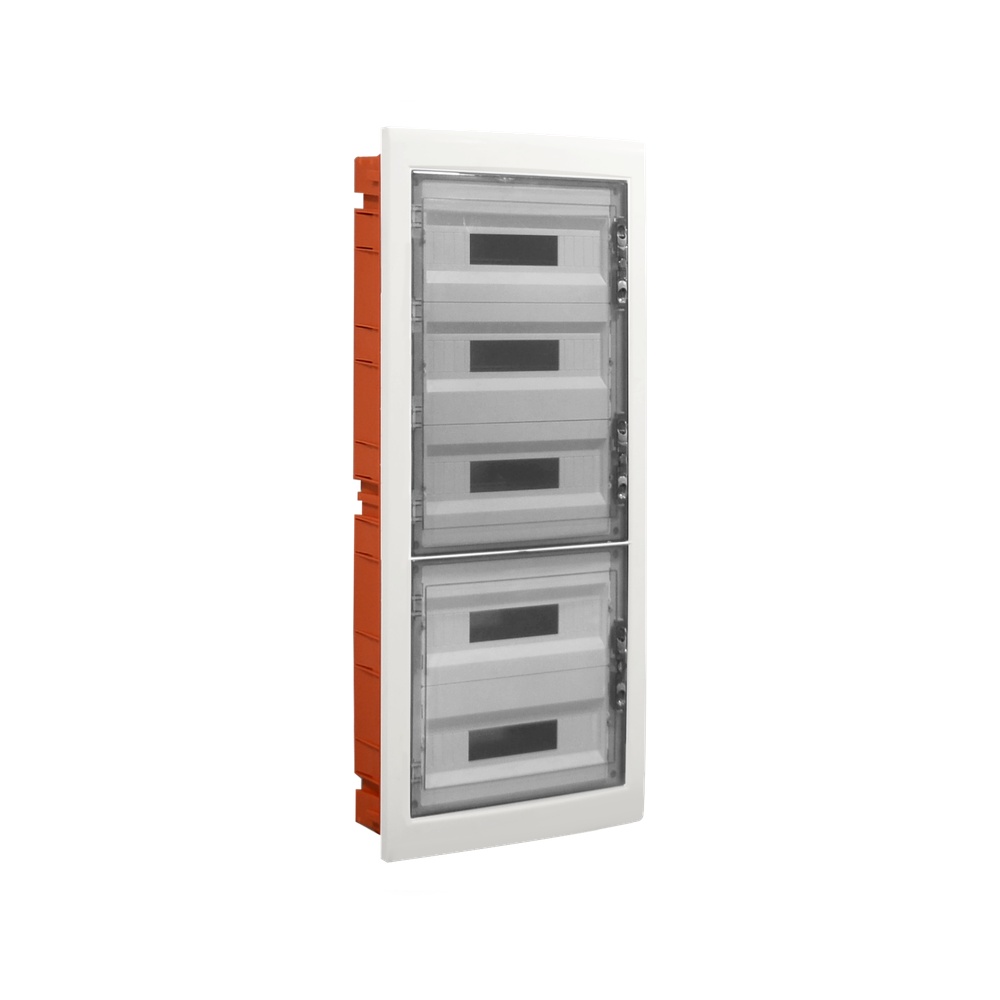 Centralino incasso 90M(18X5) IP40 / Bianco - Portello trasparente Fumè