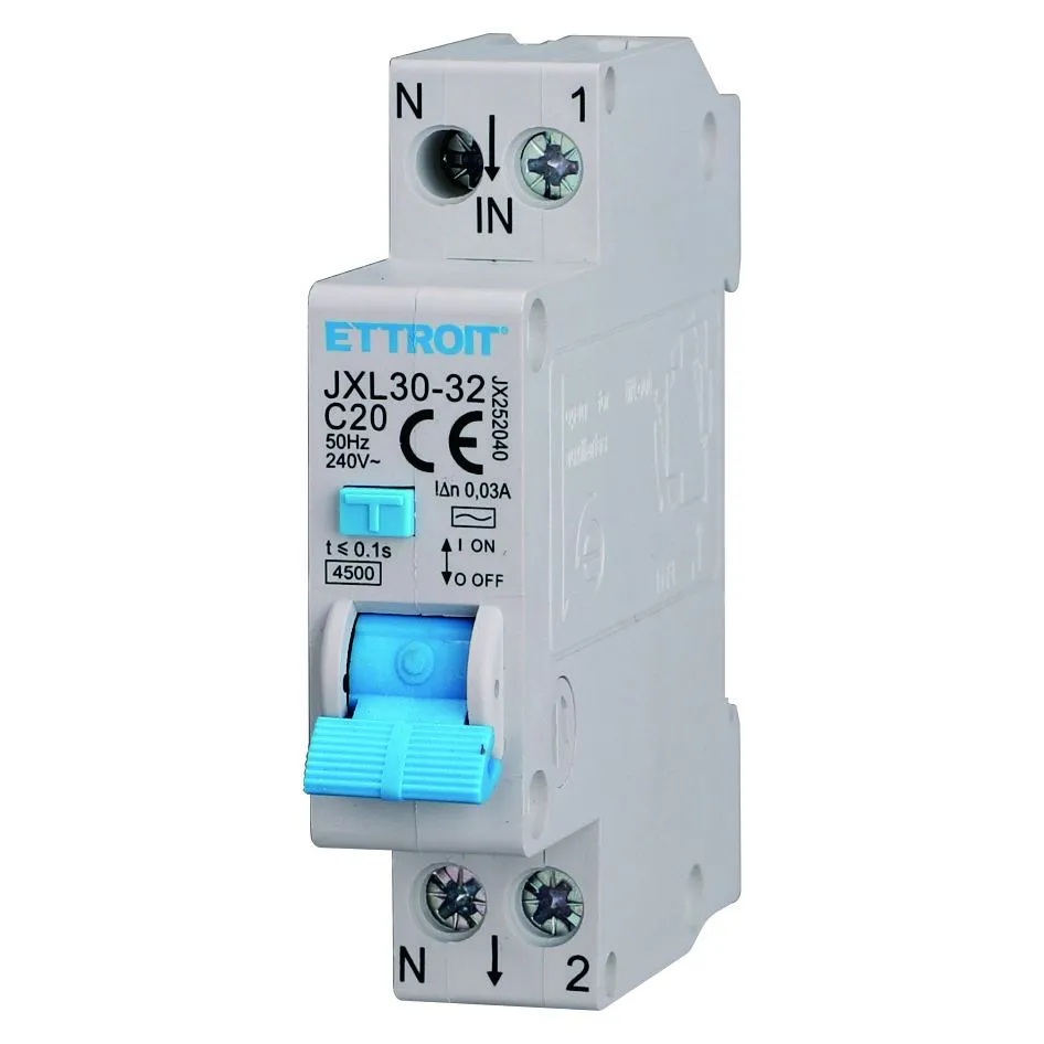 Magnetotermico Differenziale 1P+N 20A 30mA 220V-4.5KA